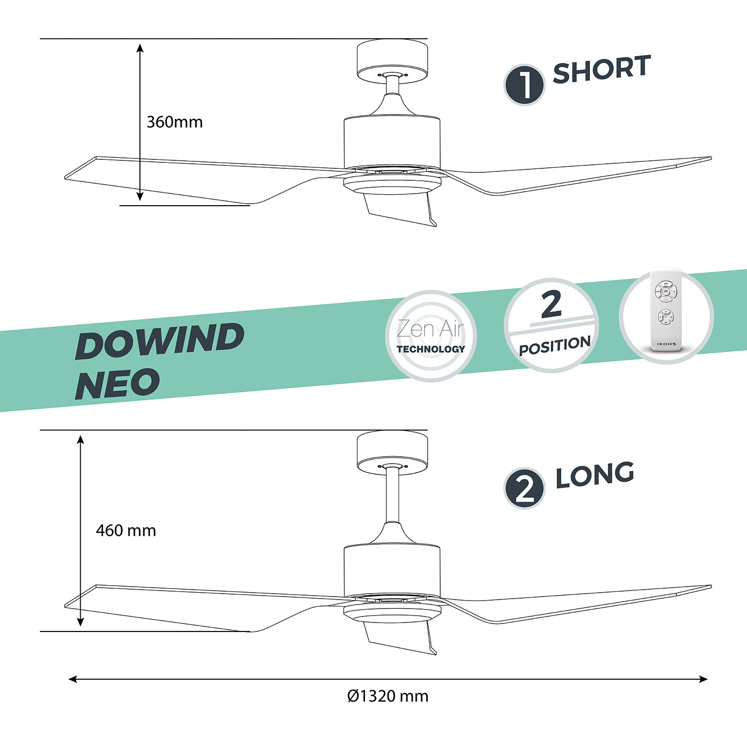 DOWIND NEO - Ventilador de Techo Ultrasilencioso - IKOHS