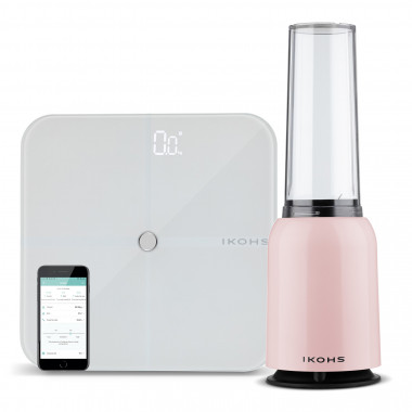 Comprar Pack - Báscula SMART WELLNESS blanca  + Batidora Vaso Portátil MOI SLIM Rosa