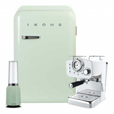 Comprar Pack - MOI SLIM batidora con vaso + THERA cafetera espresso + RETRO FRIDGE 83.5 frigorífico